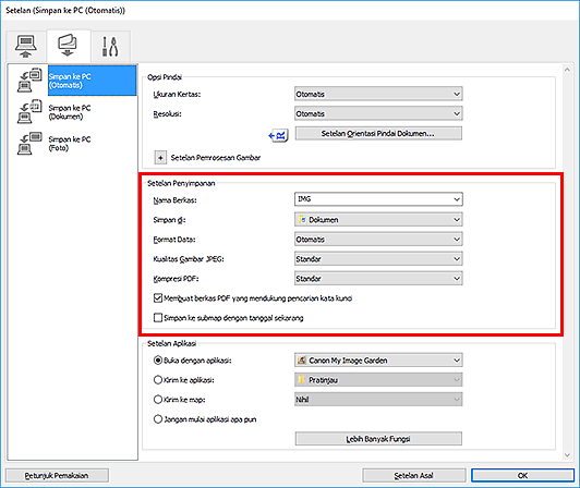 gambar: Kotak dialog Setelan